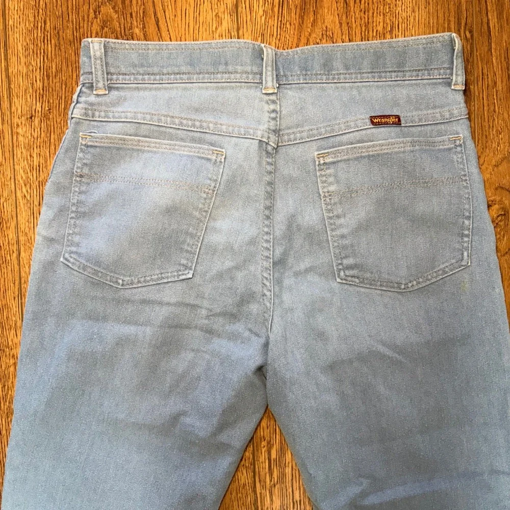 80s True Vintage Wrangler Jeans USA made Mens 30x26 Light Wash Blue Straight Leg